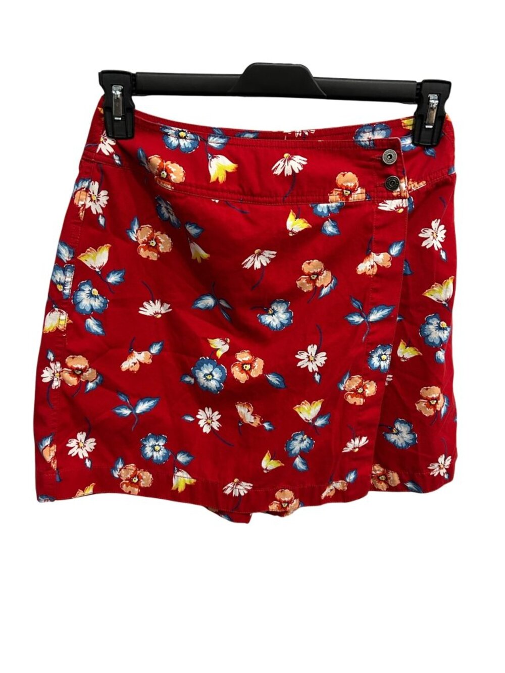 Liz Wear Red Floral Print Relaxed Fit Cotton Shorts Size 8 Cottagecore Coastal